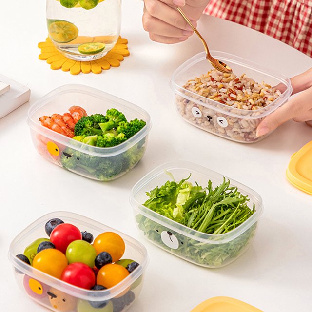Reusable Food Storage Container, Cartoon Freezer Containers with Lids, Portable Plastic Meal Prep Storage Container Suitable for Home, Office Use, Microwave Heating Available