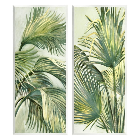 Stupell Industries Swaying Green Palms Botanical & Floral Painting Unframed Art Print Wall Art, 7 x 17, Set of 2