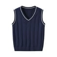 thumbnail image 2 of CCRFTGI Boys and Girls Sweater Vest 10-12Y Casual Knit Vest Comfort Uniform Vest Soft Fall Winter Pullover Navy 11-12Y, 2 of 9