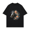 thumbnail image 4 of Black T-Shirt Horse Floral Print For Casual Wear, 4 of 4