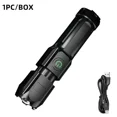 thumbnail image 1 of Potente linterna LED recargable USB 18650 impermeable Zoom pesca caza Camping 100,000 lúmenes linterna táctica LED FL, 1 of 5