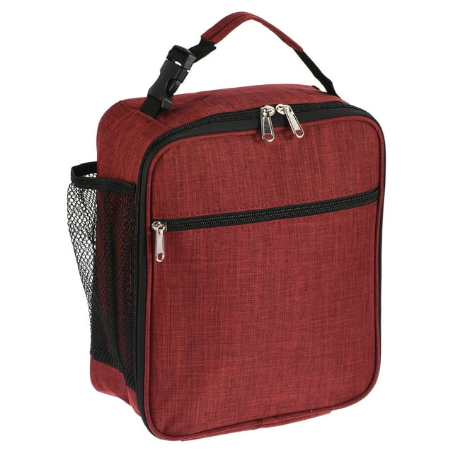 Unique Bargains Waterproof Lunch Bag Lunch Box with Pockets/Handle for Picnic, Red