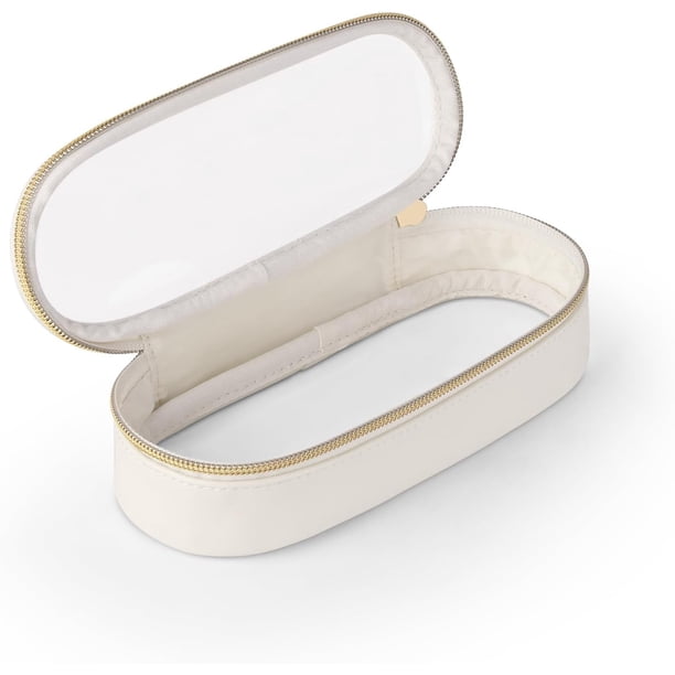 Soporte para brochas de maquillaje transparente de viaje, bolsa de aseo de cuero, bolsa de cosméticos portátil, bolsa de almacenamiento de brochas de maquillaje transparente impermeable