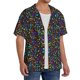 thumbnail image 2 of Balery Musical Notes Camisa Casual de Manga Corta con Botones para Hombre, Texturizada, Estilo Cubano, para Playa, Verano-Large, 2 of 5