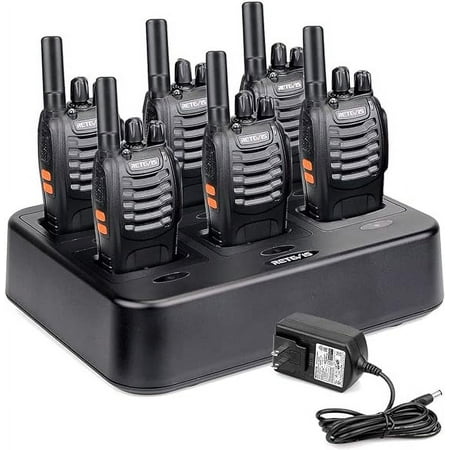 Case of 6,H-777 Walkie Talkies for Adults Long Range, Rechargeable Two-Way Radios,with 6-Way Multi Unit Charger,Flashlight Handheld 2 Way Radios