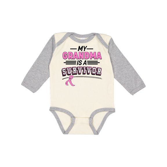 Inktastic My Grandma is a Survivor Breast Cancer Awareness Boys or Girls Long Sleeve Baby Bodysuit