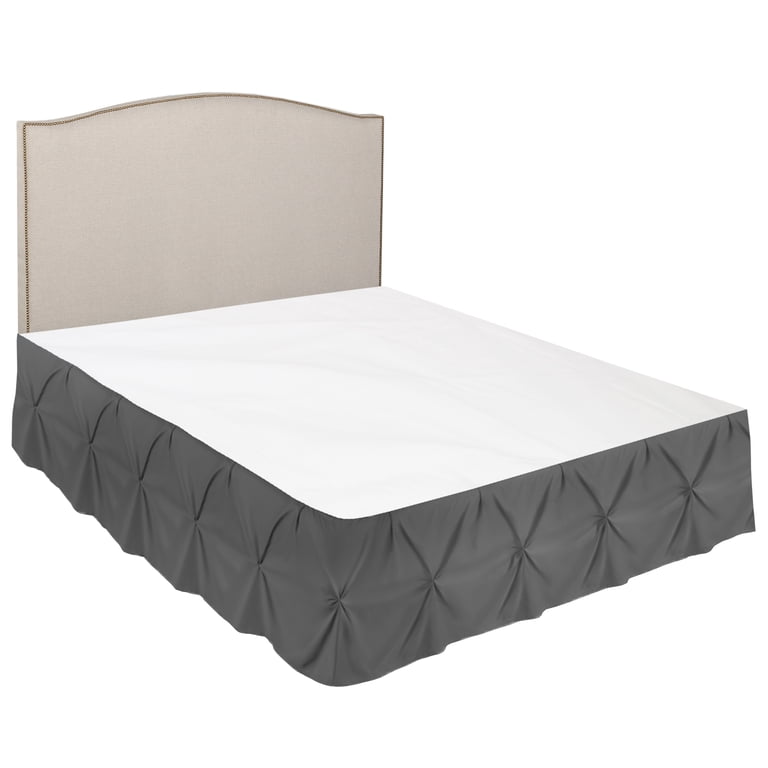 Pinch Pleated Tailored Queen Bed Skirt, Charcoal Grey, 14" Drop photo 3