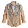thumbnail image 5 of Mens Boho Hawaiian Hippie Patterned Shirt Retro Casual Button Down Top Vacation Holiday Resort Outfit Blouse, 5 of 5