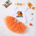 thumbnail image 4 of mgoYE My First Halloween Outfit for Baby Girl 3 6 9 12 Month Pumpkin Bodysuit and Tutu Skirt with Bow Headband Clothes 3 Pcs Set(Rose Gold,1-3 Months), 4 of 9