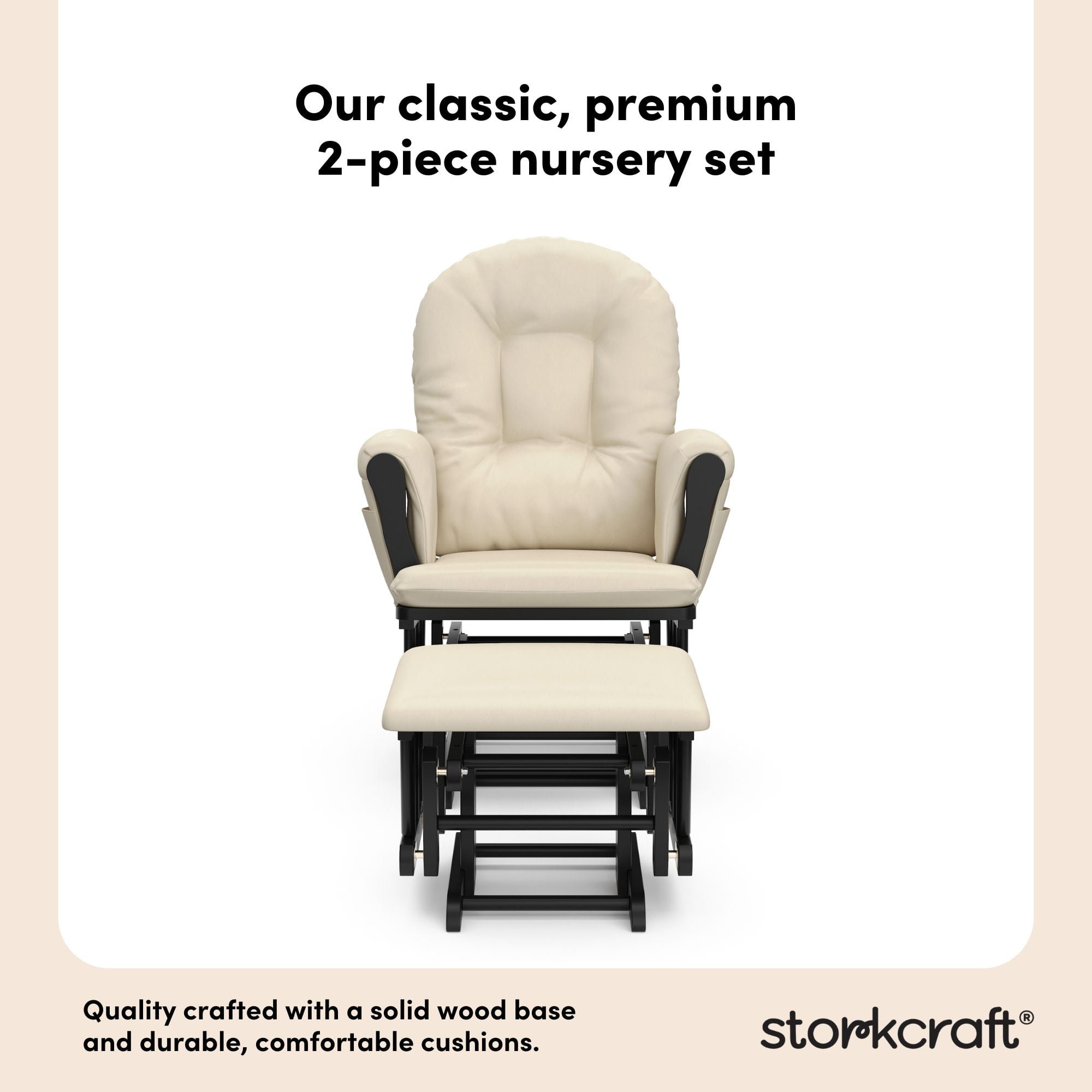 Storkcraft Hoop Infant Nursery Glider and Ottoman, Black with Beige