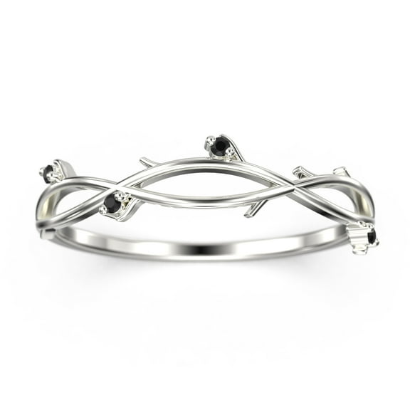 Vintage Look black diamond moissanite 18K White Gold Over Silver Wedding Band Unique Moissanite Matching Band Anniversary Women Gift