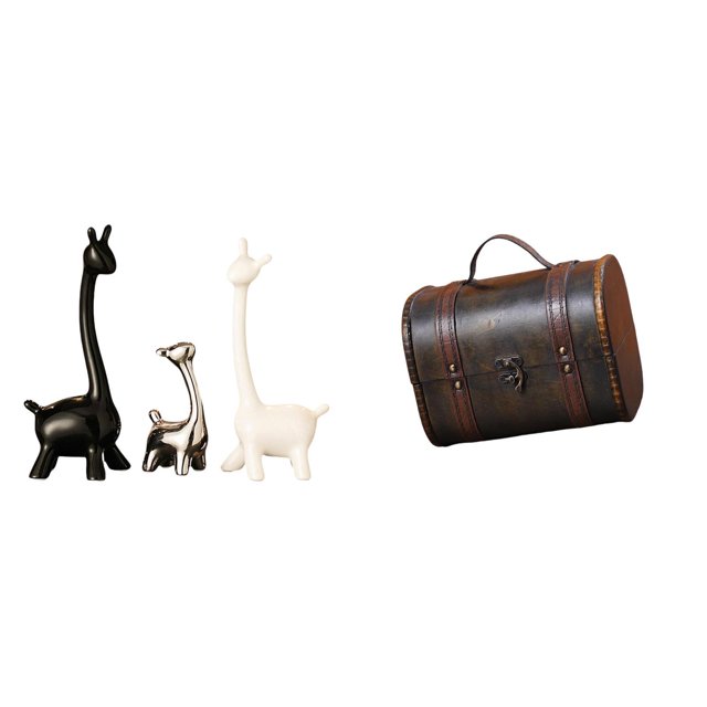 Estatua de jirafa, escultura de cerámica, figura de animal, organizador de joyas, caja de madera, adorno moderno, adecuado para sala de estar, dormito