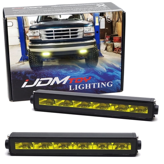 7-Inch Universal Fit 3000K Yellow Lens High Power LED Daytime Running Light Bar (DRL) With Brackets, Wirings