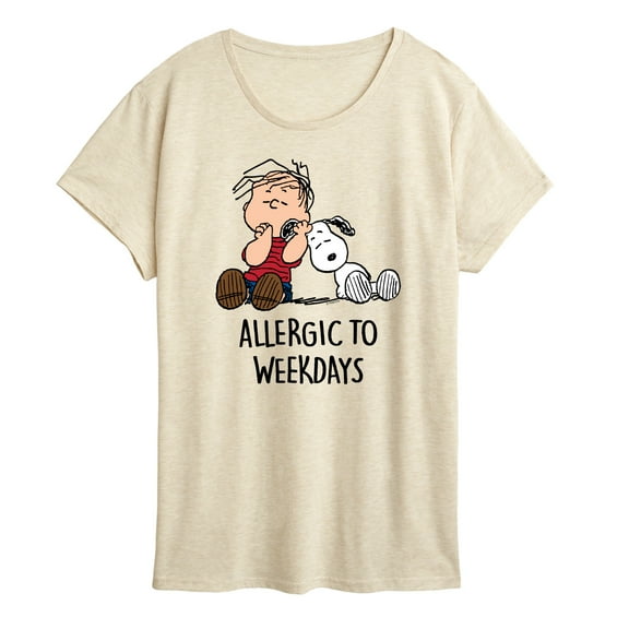 Peanuts - Allergic To Weekdays Snoopy and Linus - Women's Short Sleeve Graphic T-Shirt
