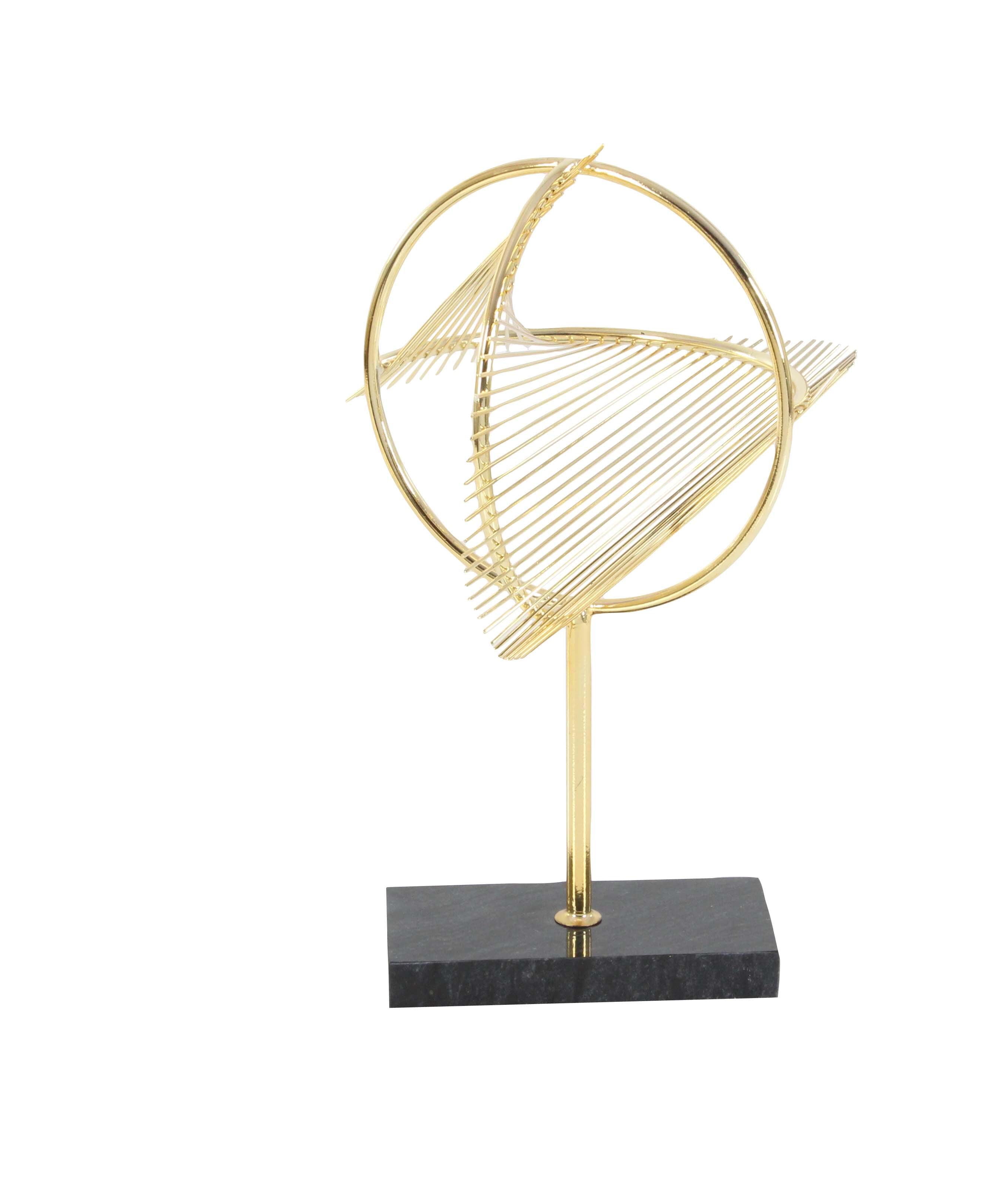 Decmode Contemporary 17 Inch Gold Iron Double Helix Sculpture On Marble