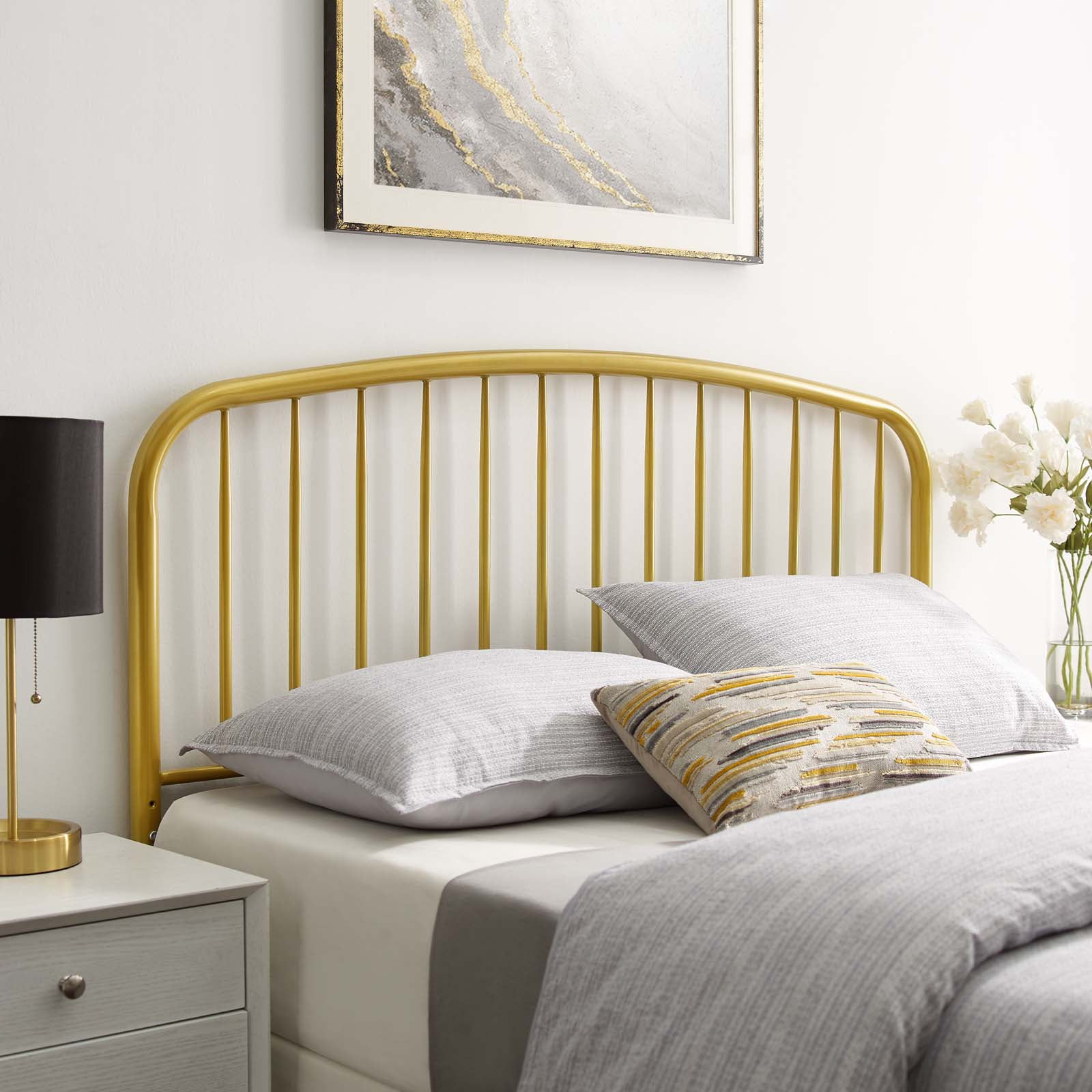 Modway Nova Queen Metal Headboard, Gold