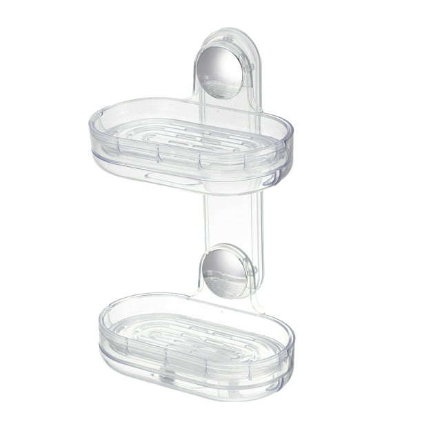 Jabonera, jabonera de doble capa, jabonera para pared de ducha, jabonera montada en la pared, jabonera, jabonera para baño, cocina, transparente