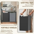 thumbnail image 3 of 2 Section Rolling Laundry Hamper Sorter Basket Organizer Cart with Wheels, 90L Large Capacity with Double Shelf and Removable Bags, Sorted Dirty Clothes Bin for Laundry Room, Bathroom, Bedroom, 3 of 7