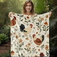 thumbnail image 4 of Vintage Farmhouse Flannel Blanket Rustic Chicken & Floral Design Soft Cozy All-Season Throw for Sofa Bed Office Camping Travel Digital Print, 4 of 7