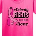 thumbnail image 4 of Inktastic Breast Cancer Awareness Nobody Fights Alone Pink Ribbon Youth T-Shirt, 4 of 5