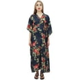 thumbnail image 5 of Bimba Moms Navy Blue Floral Printed Kaftan With Belt Maternity Maxi Dress-4, 5 of 6