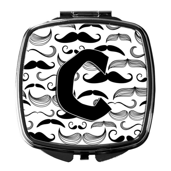 Letter C Moustache Initial Compact Mirror