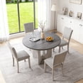 thumbnail image 7 of Leovanni 48inch Round Dining Table Set for 4 Modern Solid Wood 5-Piece Kitchen & Dining Room Set with Upholstered Chairs Pedestal Base, Gray, 7 of 7