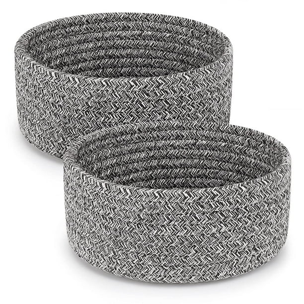 2 Pack Small Woven Baskets, Tiny Storage Baskets, Mini Cotton Rope