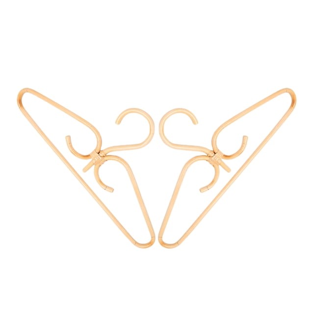 4Pcs Rattan Clothes Hanger Natural Rattan Hand-Woven 3 Hook Hanger for Home Wardrobe Clothing Store Decor 40X20cm