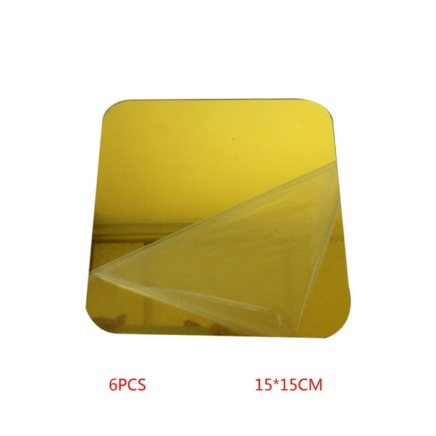 Ounissouiy 6 unids/set 15 cm 3D cuadrado DIY espejo pared pegatina techo espejo calcomanías de cristal DIY acrílico papel tapiz decoración del hogar Decoración del hogar oro Ounissouiy JJ11074-02