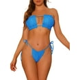 thumbnail image 1 of INSPIRAR CHIC Conjuntos de Bikini de Ropa de Baño de Dos Piezas con Volantes y Pliegues, Bikini de Corte Alto con Lazos Lateral, Pequeño, Azul, 1 of 5