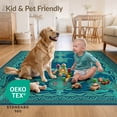 thumbnail image 4 of ODIKA 4'x6' Ultra-Soft Area Rug, Door Interlocking Ocean Turtle Motifs Coral Fills Seafoam Round None Washable, Bare feet friendly, Silk-Touch for Bedroom Home office, 4 of 7