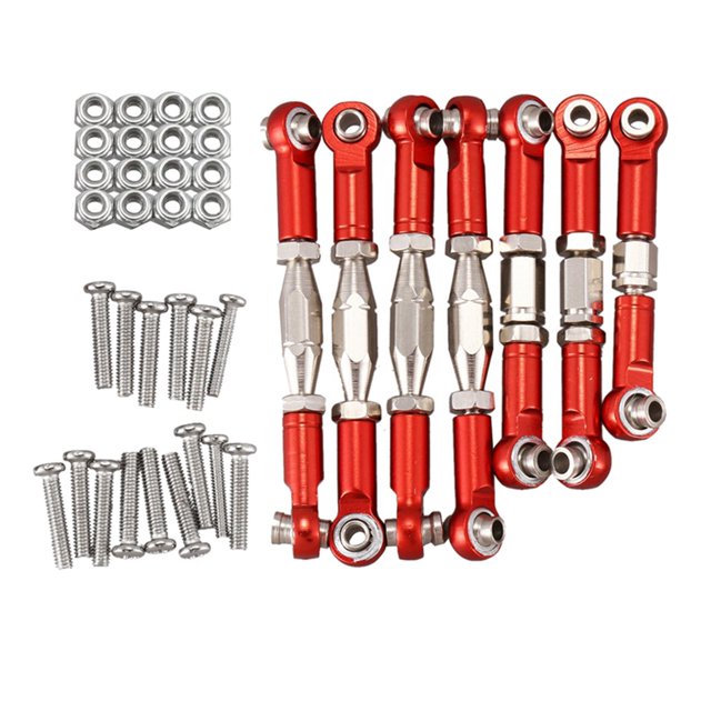 Varilla de Servo Sunnimix 7 Piezas para Wltoys 144001 RC Car Rojo