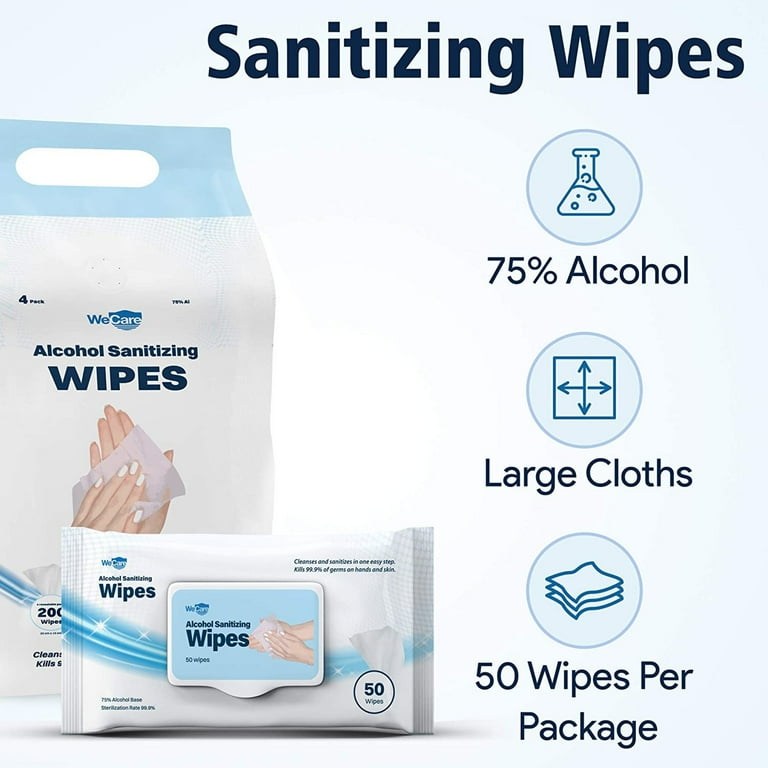 WeCare 75 Ethyl Alcohol Disinfecting Wipes 12 Pack 50 Wipes