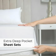 CGK Linens 6-Piece Extra Deep Pocket Sheet Set With Extra Matching Pillowcases - King Size Bed Sheets Fits 18-24 Mattresses, White