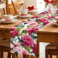 thumbnail image 5 of Pink Floral Table Runner - 48 Inch Long Watercolor Flowers Leaves Plants Watercolor Cotton and Linen Blended Dress Scarves Farmhouse Table Runner for Kitchen Dining, Coffee Table, 13" x 48", 5 of 8