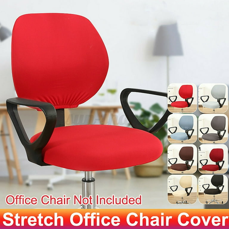 Office Chair Cover Stretchable Computer Desk Chair Seat Covers 2 Piece Waterproof Swivel Chair Protective Slipcover