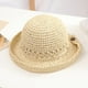 thumbnail image 5 of Sombrero de paja con banda de encaje para mujer, circunferencia de 56-58 cm, protector solar, plegable, para playa, 5 of 5