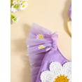 thumbnail image 6 of Musuos Newborn Girl Cute Summer Outfit, 3M 6M 12M 18M Fly Sleeve Flower Embroidery Romper Dress with Bow Hairband Set, 6 of 9