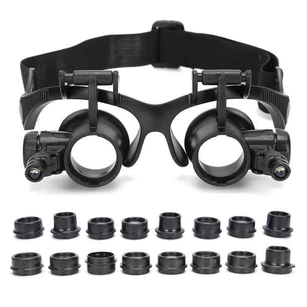Lupa Para Diadema, Lupa De Joyería 2,5X-25X Con Lentes De 16 Piezas Para Identificación De Joyas Para Reparación De Lectura