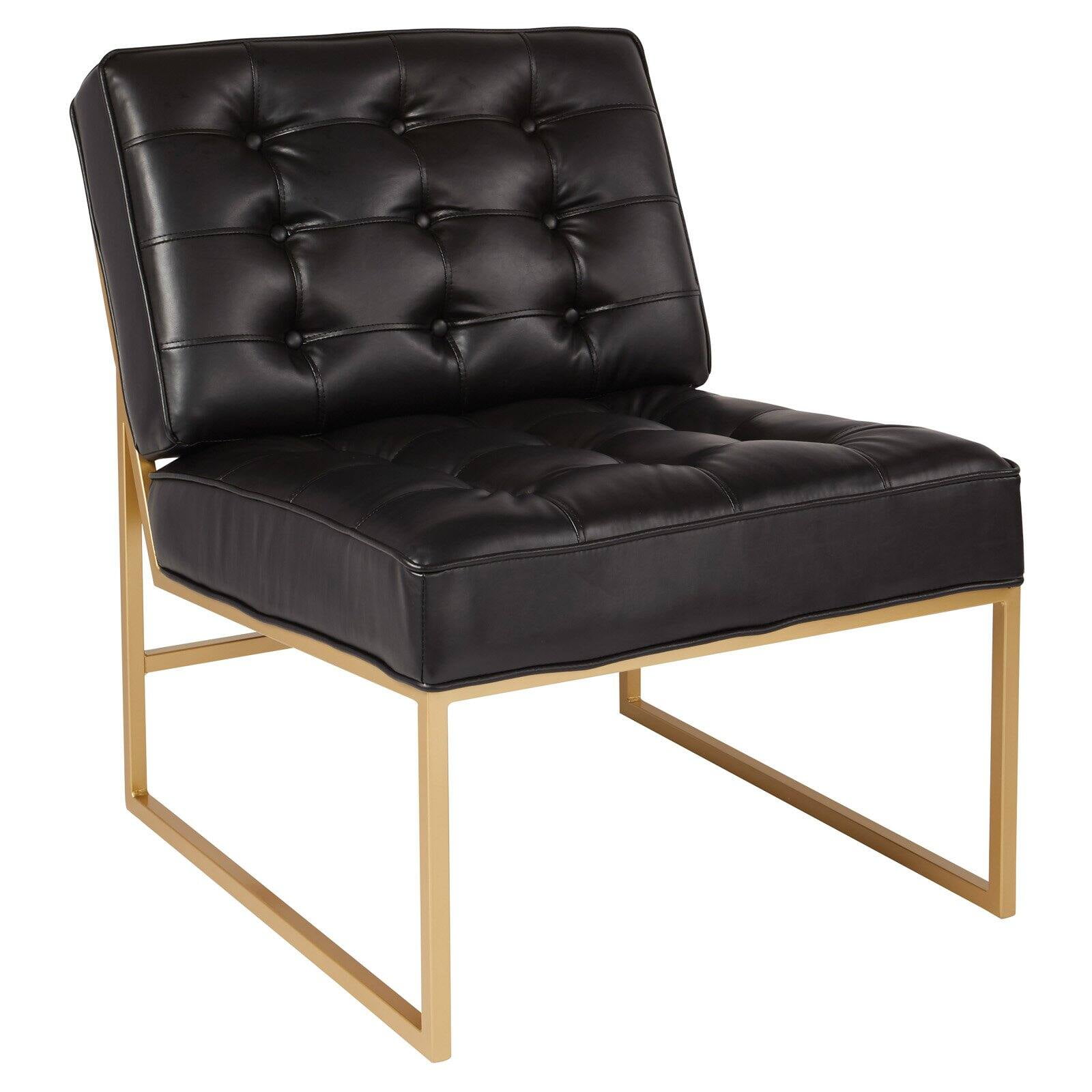 OSP Home Furnishings Anthony Accent Chair in Black Faux Leather with
