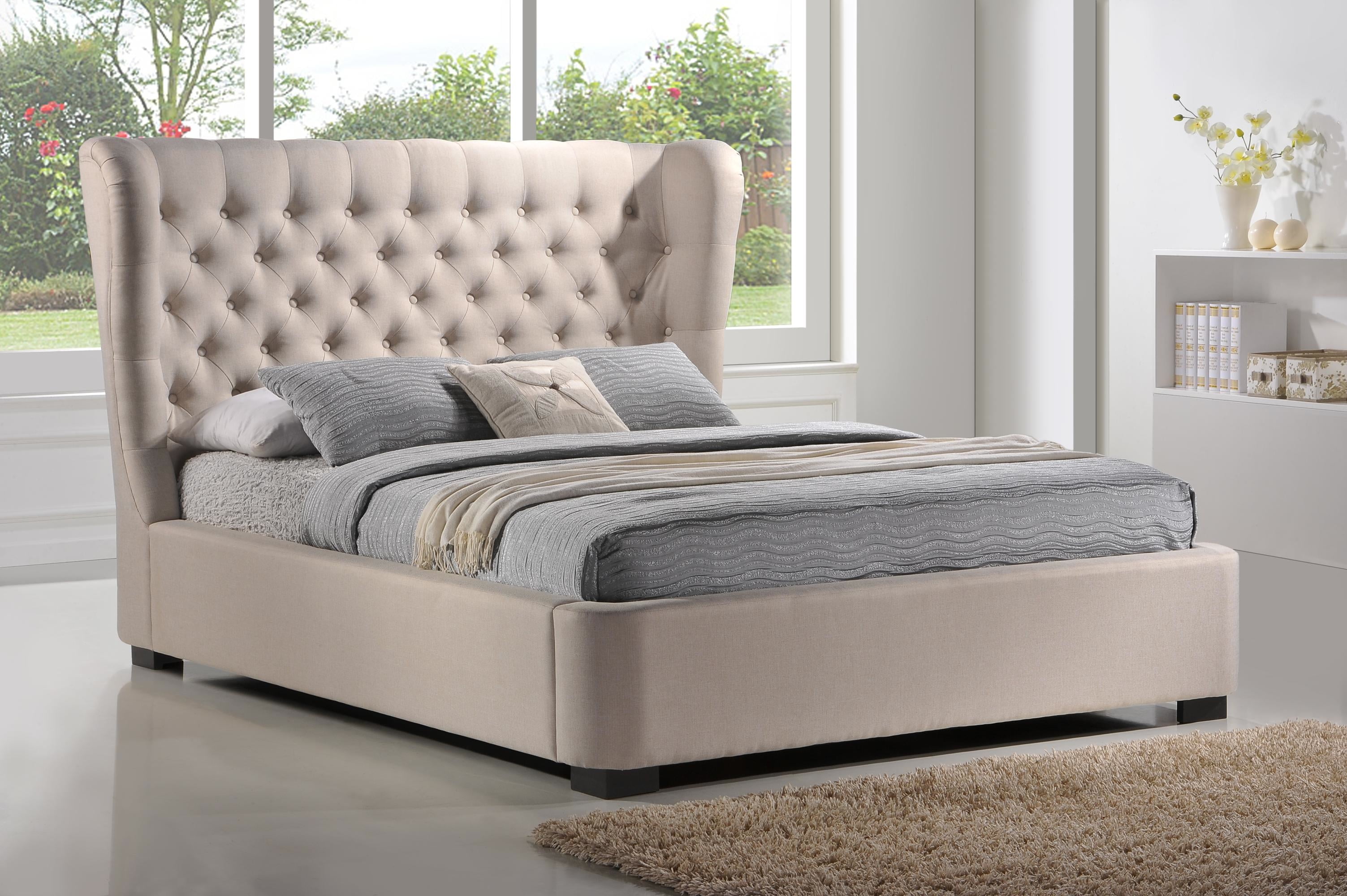 LuXeo Manchester King-Size Tufted Wing Upholstered Platform Bed in