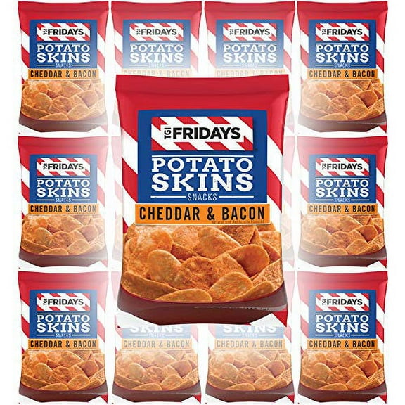 TGI Fridays Potato Skins Snacks, Cheddar & Bacon, 1oz Bag (Pack of 12, Total of 12 Oz)