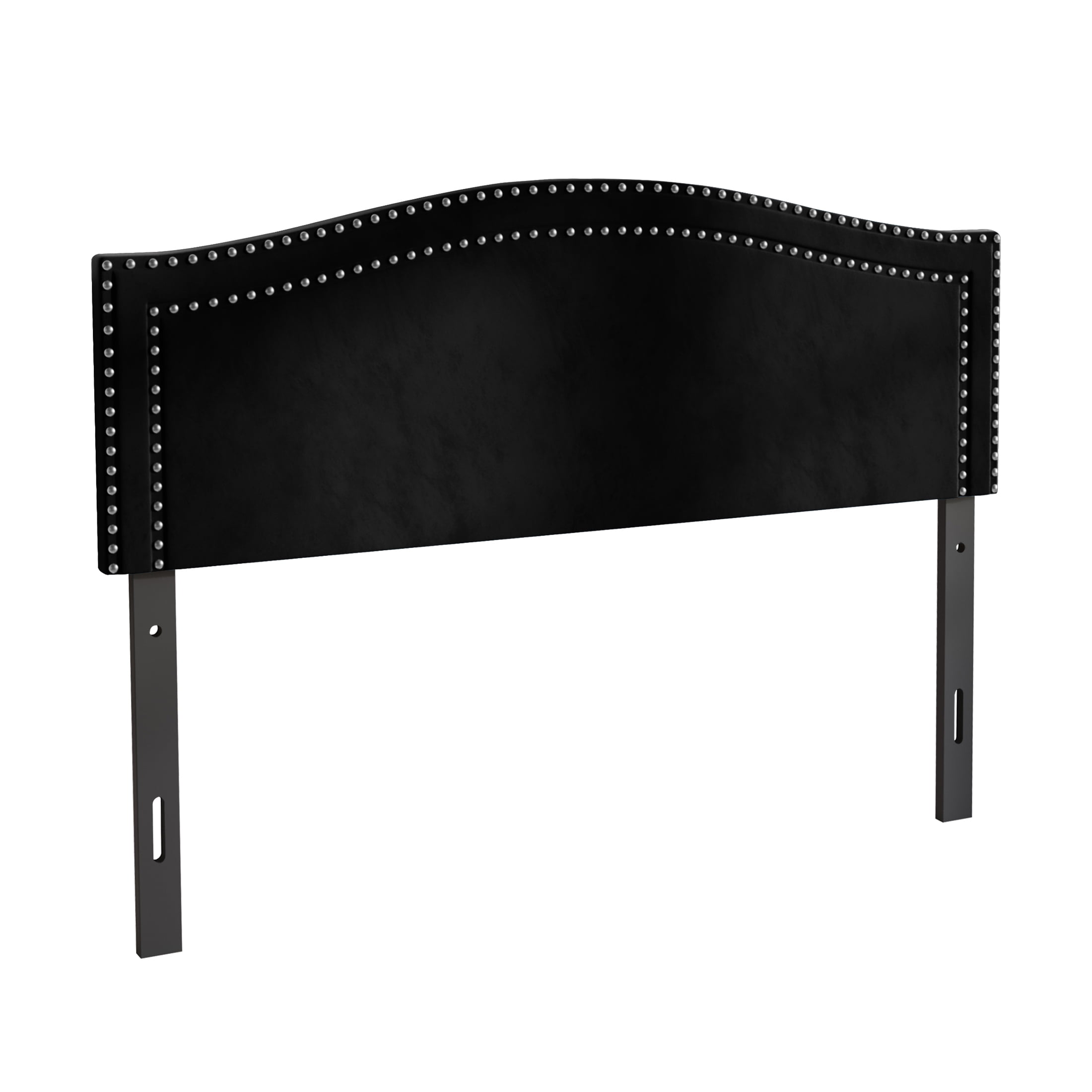 Castle Place Upholstered Nailhead Trimmed Headboard, Black Velvet, King