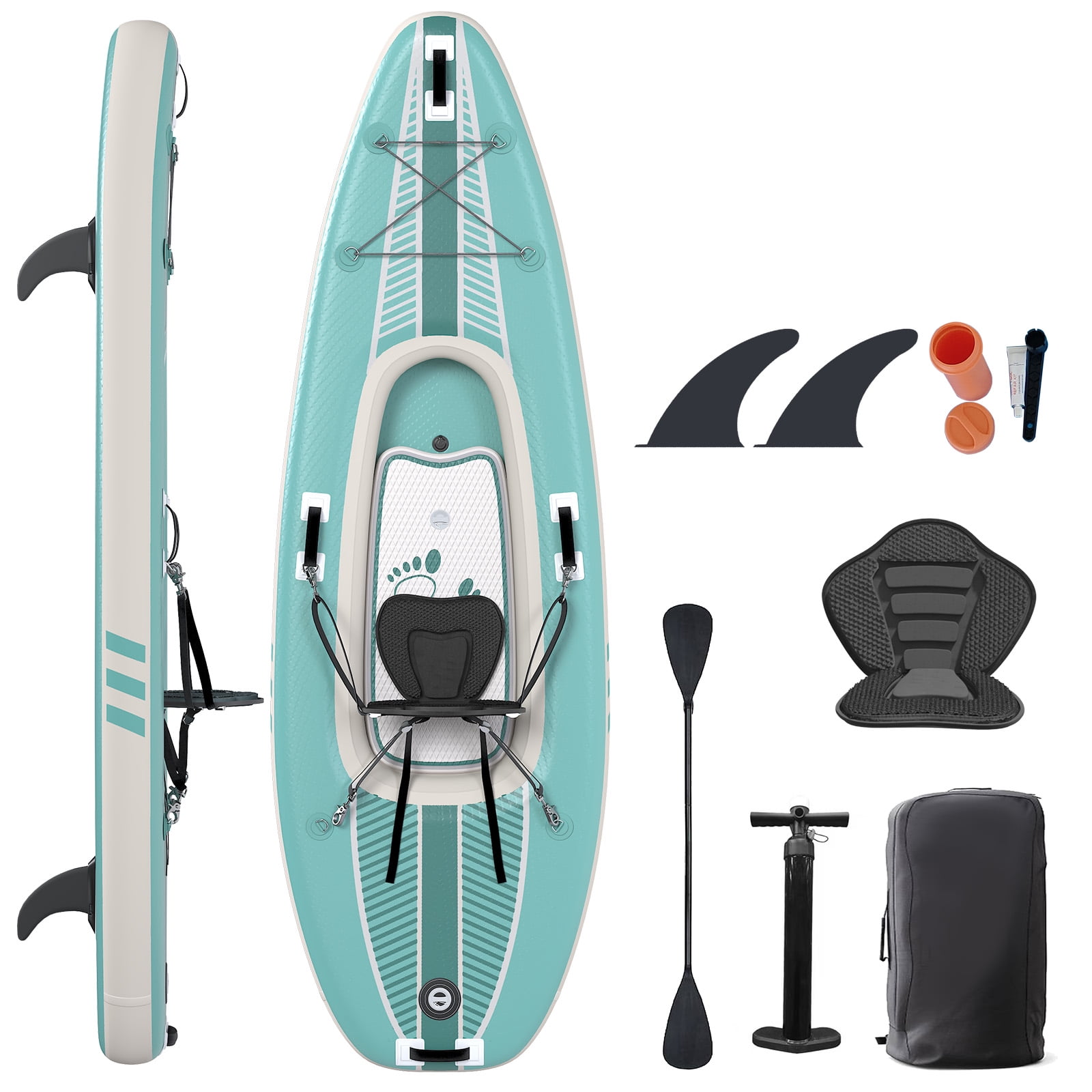 Bezliving 1 Person Inflatable Kayak for Adults, Drop-Stitch Floor, Tandem Kayak, Light Blue