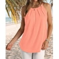thumbnail image 3 of Womens Pleated Tank Tops Spaghetti Strap Camisole Halter Tops Curved Hem Fashion 2025 Coral XL, 3 of 7