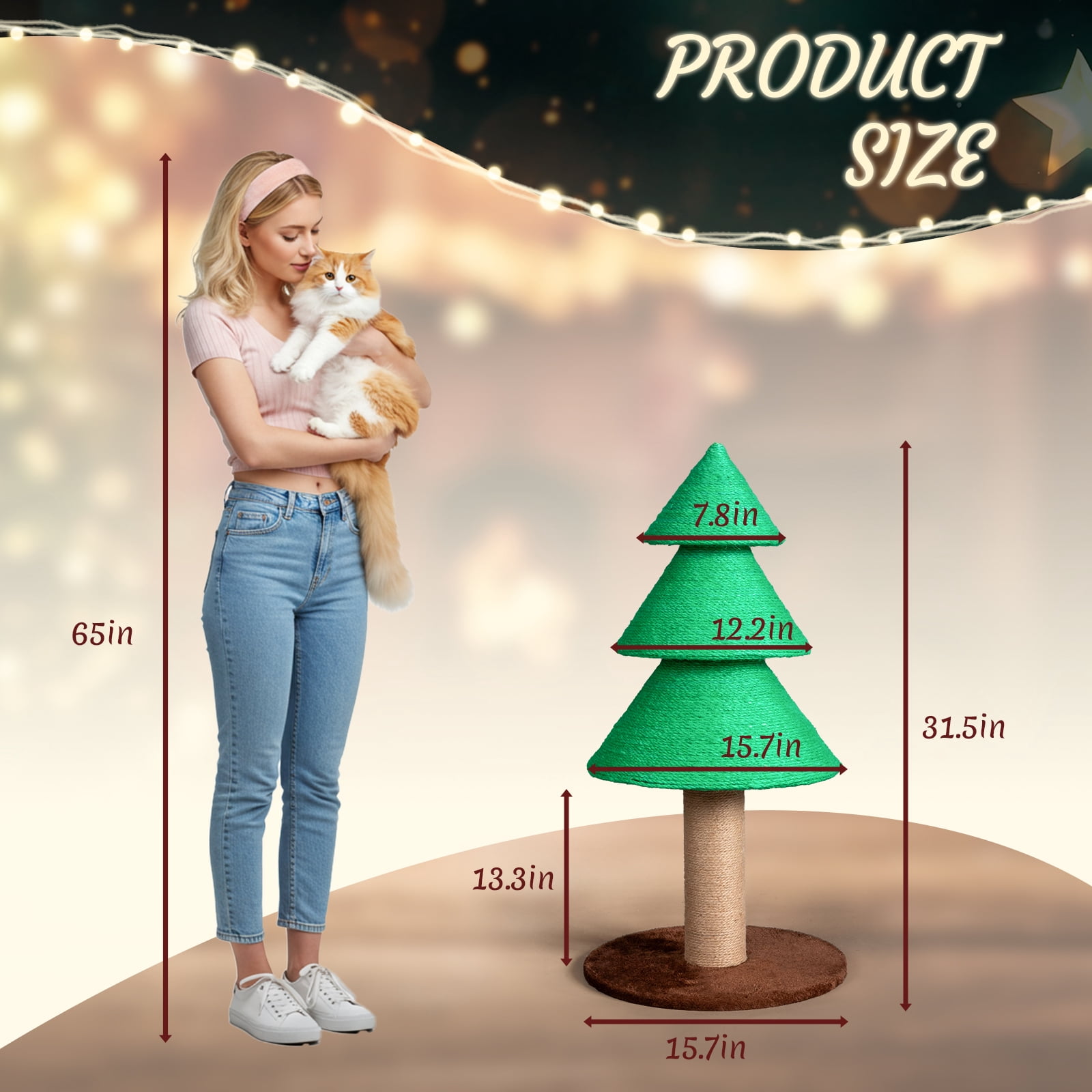 SalonMore 31.5-Inch Cat Scratcher, Large Sisal Scratching Post for Indoor Cats to Groom Claws and Play