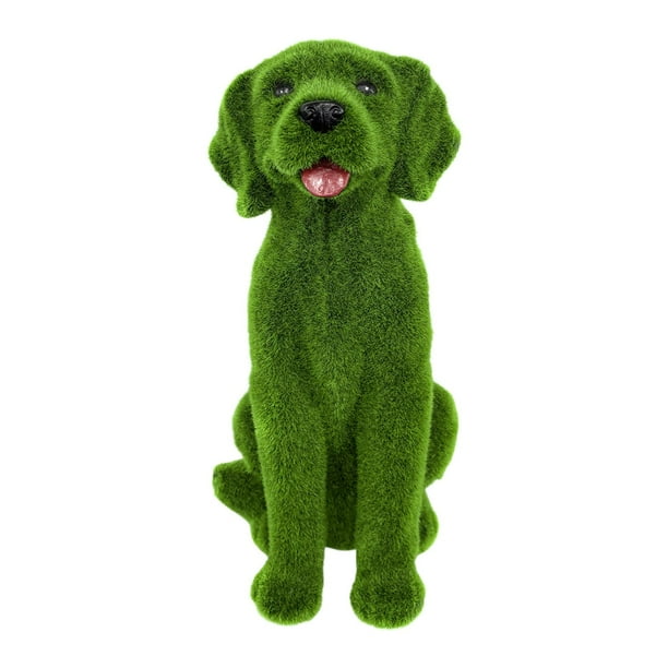 Estatua de perro aterciopelado para jardín, figura de animal decorativa, artesanía realista, microartesanía creativa 18 cm x 23 cm x 35 cm