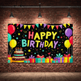 thumbnail image 6 of Colorful Happy Birthday Banner with Balloons Cake and Gifts Background Backdrop Party Decoration for Birthday Party Photography Props and Home Decorations, 6 of 7
