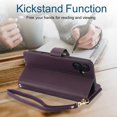 thumbnail image 6 of Phone Case for Apple iPhone 16 Plus, Premium iPhone 16 Plus Case with Wallet, Card Holder, Coin Zipper Pocket Shockproof Flip Cover Stand with Wrist Strap & Detachable Shoulder Strap,Darkpurple, 6 of 9